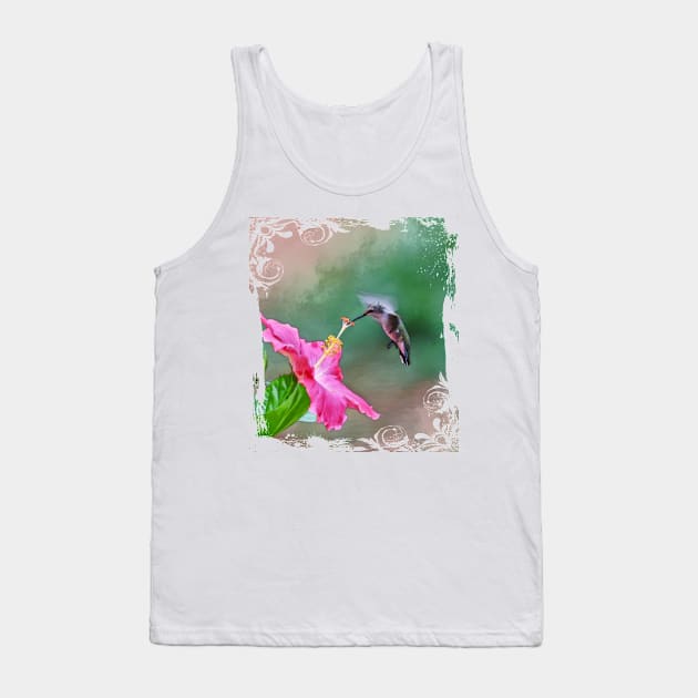 Hummingbird And Hibiscus Flower Tank Top by PhotoArts